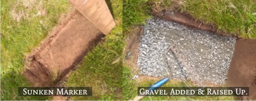 gravel applied to marker base