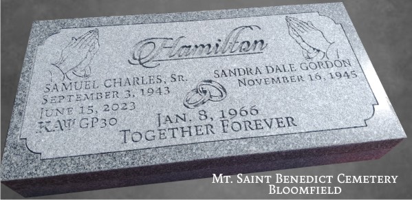 gray granite flat grave headstone Hamilton